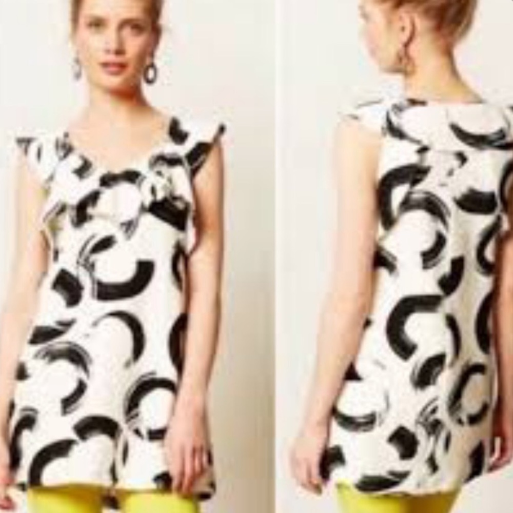 Anthropologie Deletta black and cream top